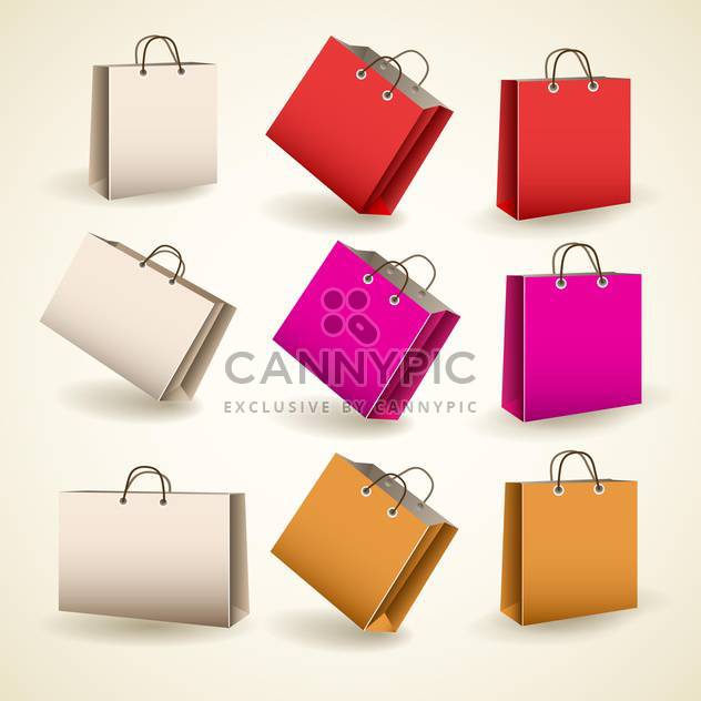 Vector set of colored paper bags - Free vector #132050
