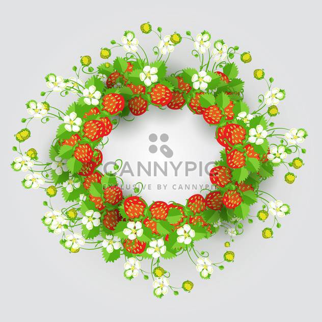 Vector strawberry wreath on grey background - Free vector #132150
