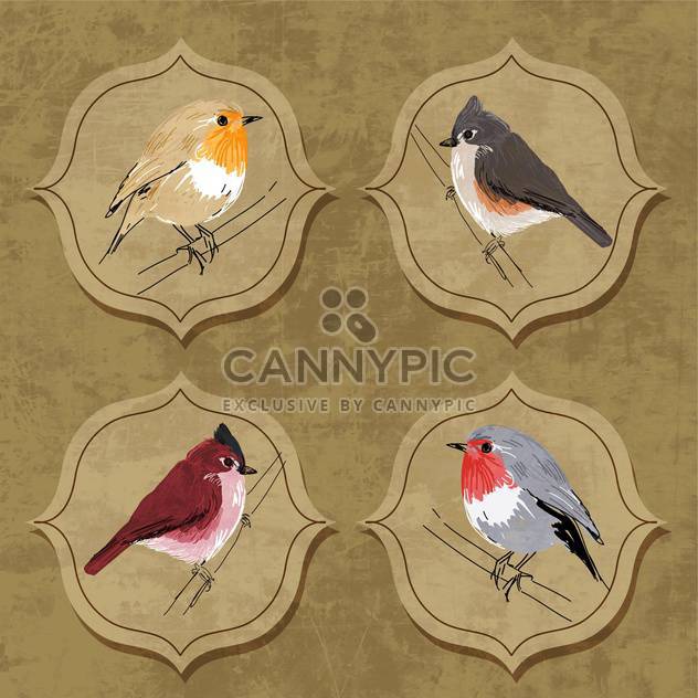 Vector illustration of little birds on grunge background - бесплатный vector #132160