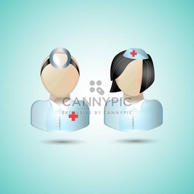 Doctor icons in blue lab coat isolated on turquoise background - vector gratuit #132380 