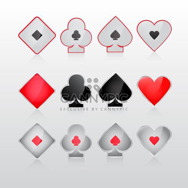 set of glossy suit cards icons - бесплатный vector #132930