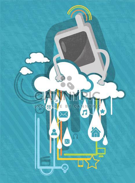 cartoon phone with social clouds background - vector gratuit #132950 