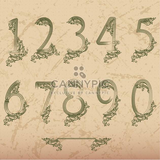 floral font vector numbers set - Free vector #133570