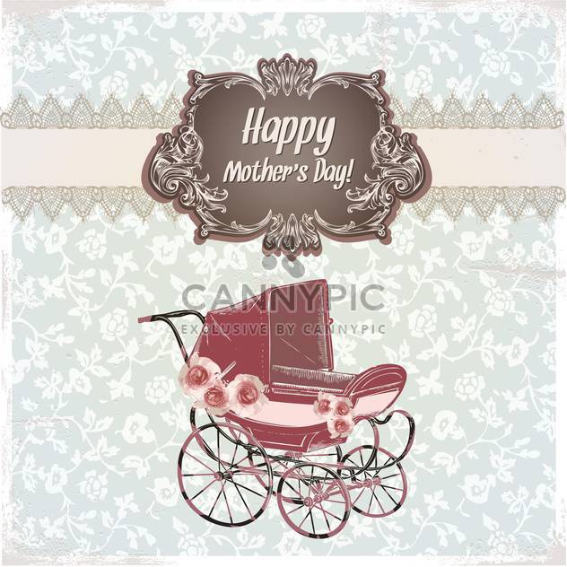 vintage happy mother's day card - vector gratuit #134190 