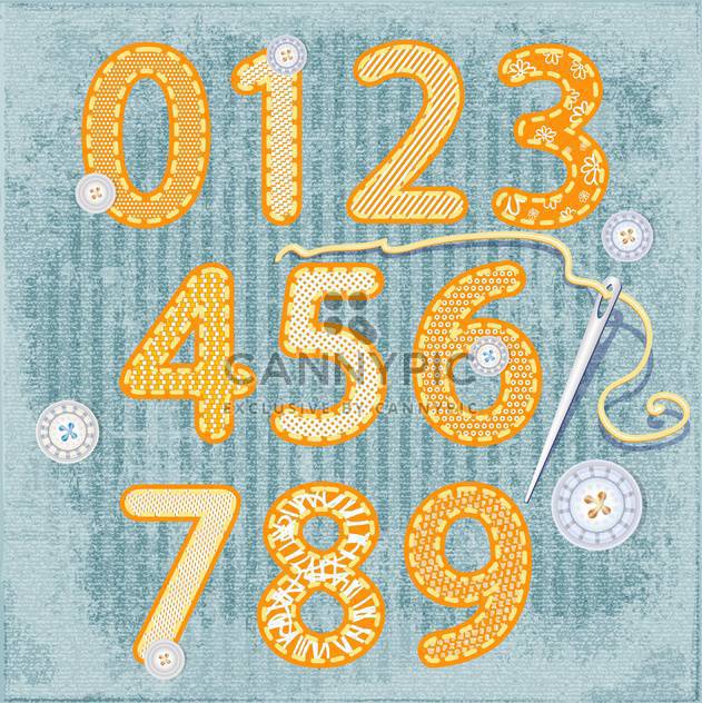 vintage sewing style numbers set - vector gratuit #134410 