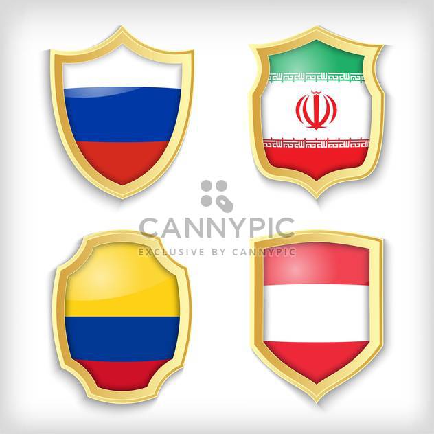 shield set background with countries flags - Free vector #134520