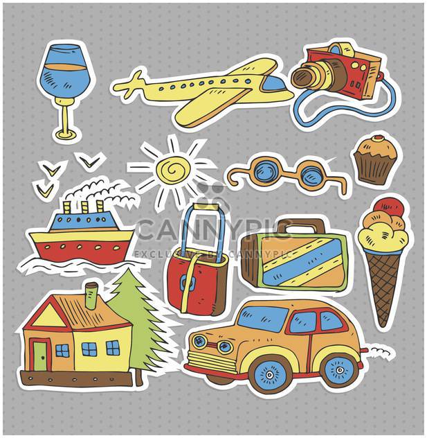 cartoon items set for travel illustration - vector gratuit #135010 