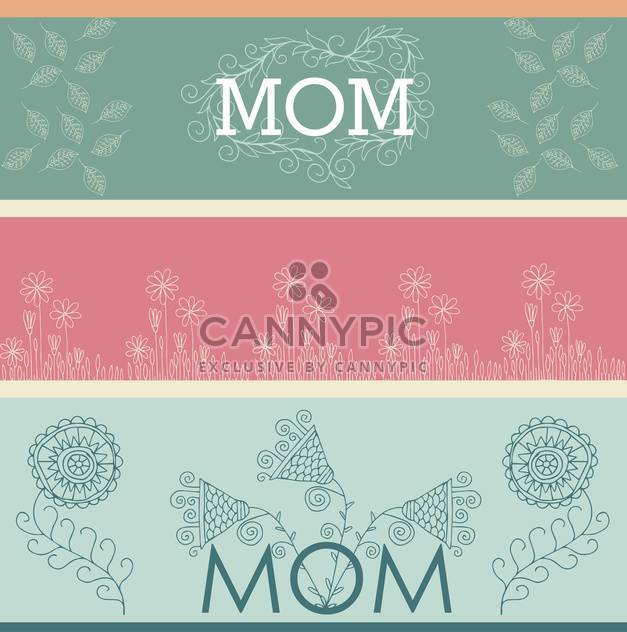mother's day greeting banners with spring flowers - бесплатный vector #135040