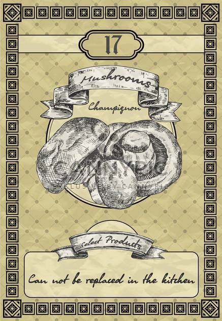 kitchen banner with mushrooms in vintage style - Free vector #135060