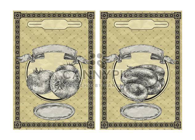 vintage banners with tomato and eggplant - vector #135080 gratis