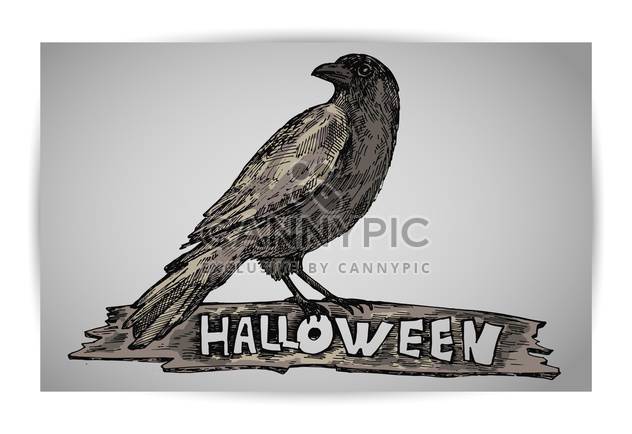 halloween holiday crow on grey background - Free vector #135260